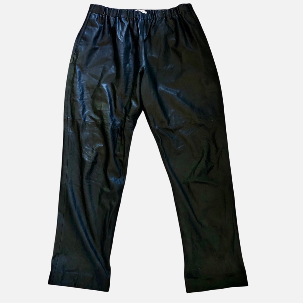 IRO Black Lamb Leather Pants Size 42 or US XL Pull On Elastic Waist Butter Soft